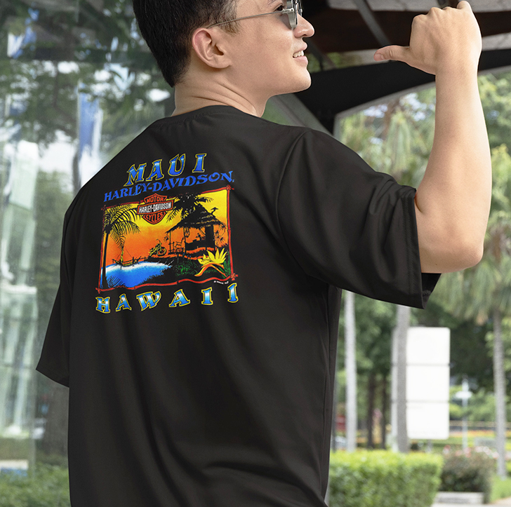 Harley-Davidson Maui Tシャツ Lサイズ Harley-Davidson Men's Maui Sunset T-Shirt – Black | Maui H-D Hawaii