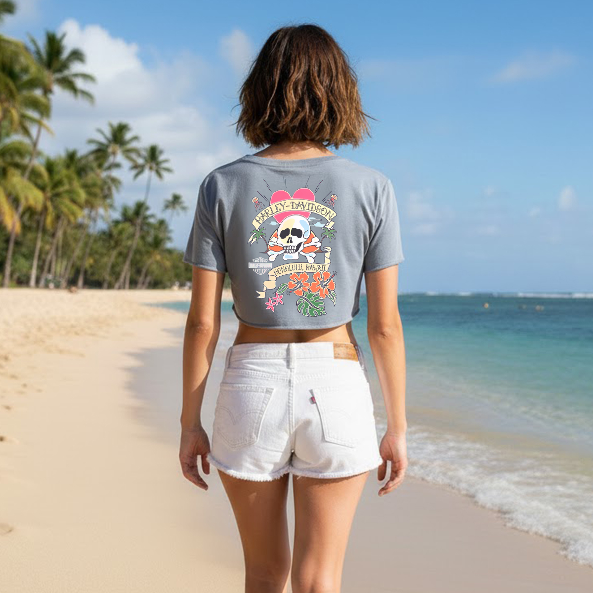 Harley-Davidson Women's Crossbones Cropped Tee