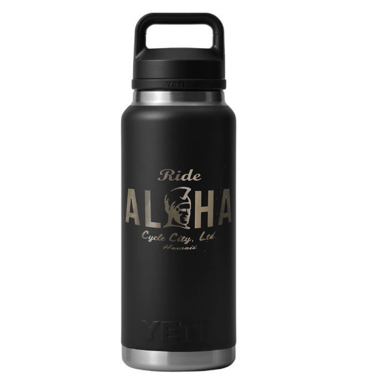Hawaii Exclusive YETI Black Rambler 36 oz Water Bottle Ride Aloha