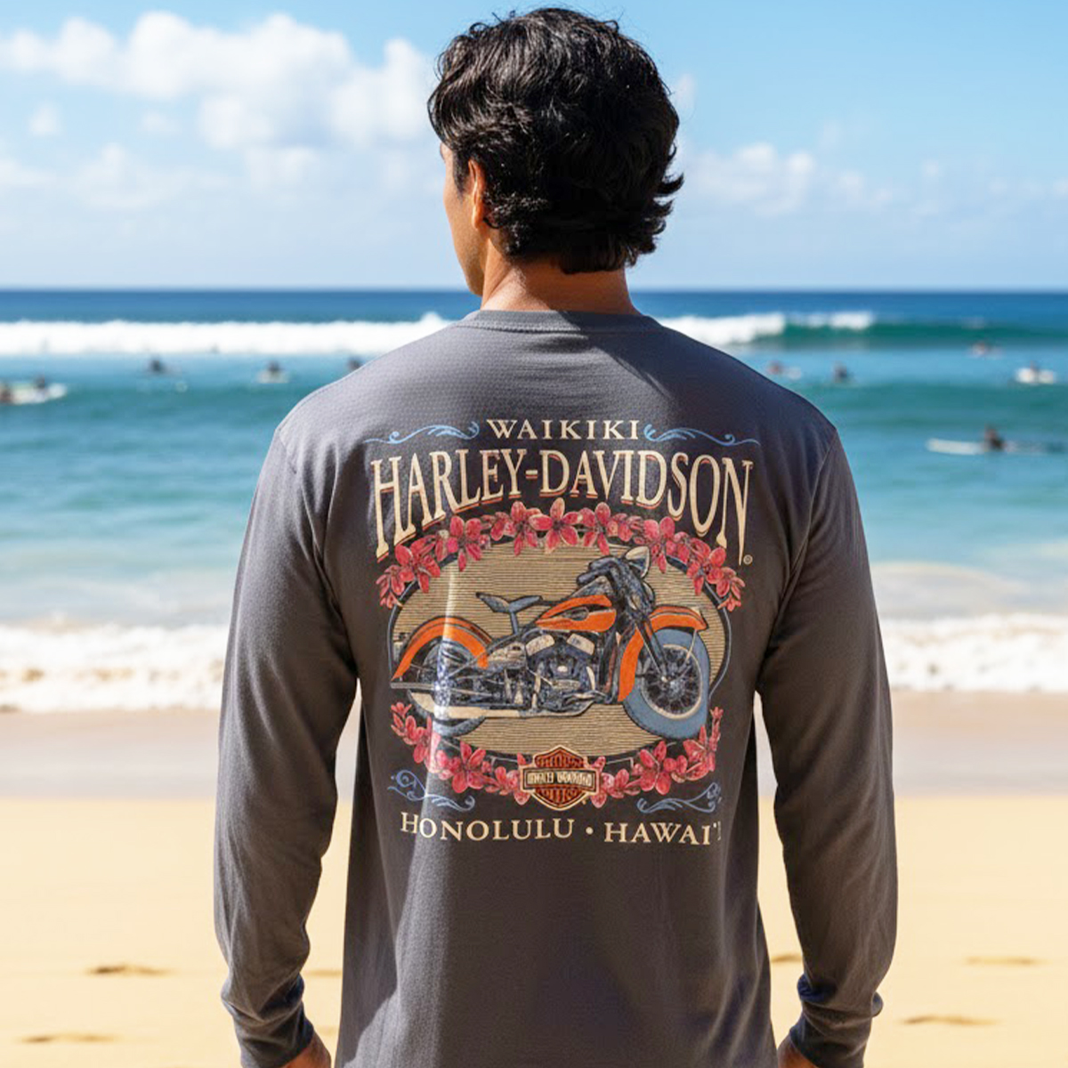 Harley-Davidson Men's Plumeria Long-Sleeve T-Shirt