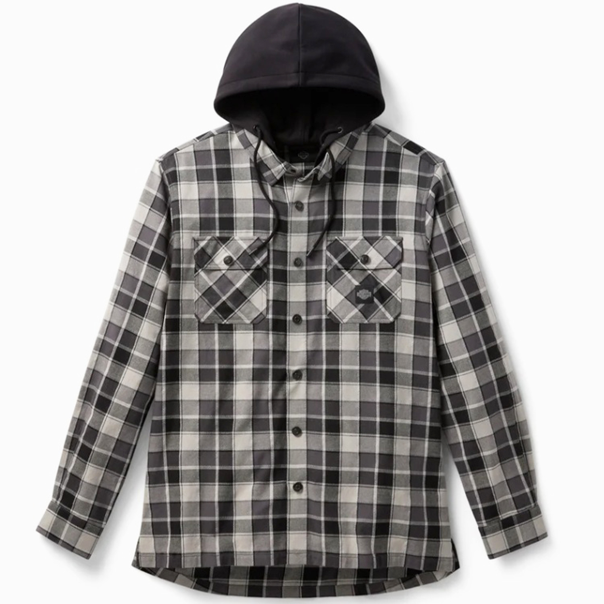Harley-Davidson Men's Hooded Plaid Long Sleeve Shirt