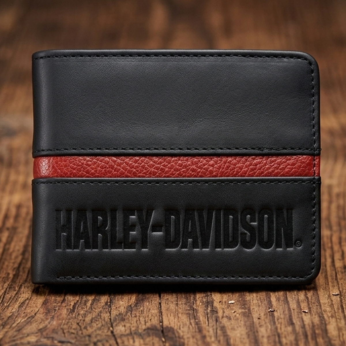 Harley-Davidson Men's Center Block Passcase Bi-Fold Leather Wallet