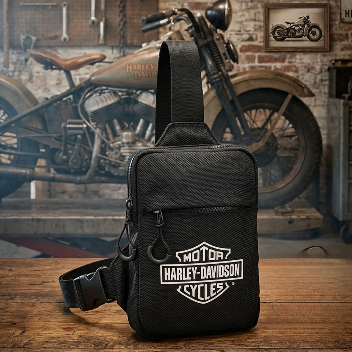 Harley-Davidson Open Bar & Shield Logo Polyester Sling Bag