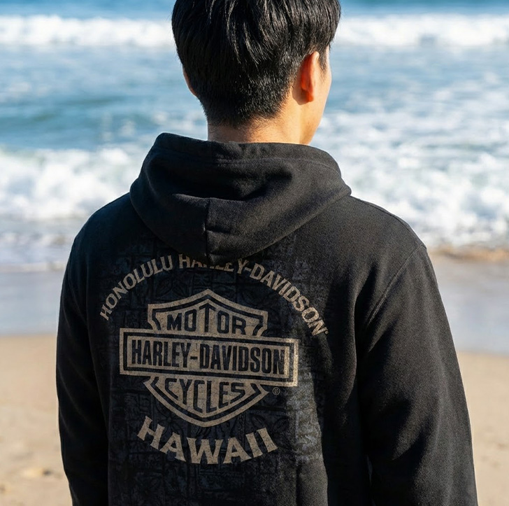 Men's Navy/Grey Harley Davidson Hoodie - Size Medium | UK