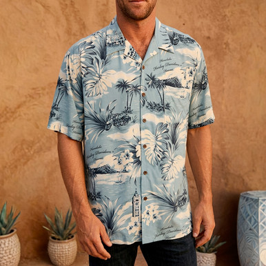 Harley-Davidson Men's Coastal II Aloha Shirt Blue
