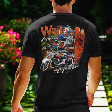【ショッパー付】 HONOLULU HARLEY-DAVIDSON Tシャツ Vtg. Pacific Honolulu Hawaii Harley Davidson Men's Teal