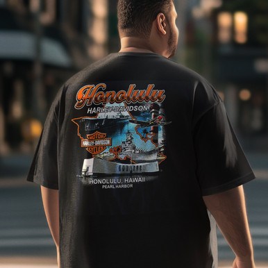 【ショッパー付】 HONOLULU HARLEY-DAVIDSON Tシャツ Vtg. Pacific Honolulu Hawaii Harley Davidson Men's Teal