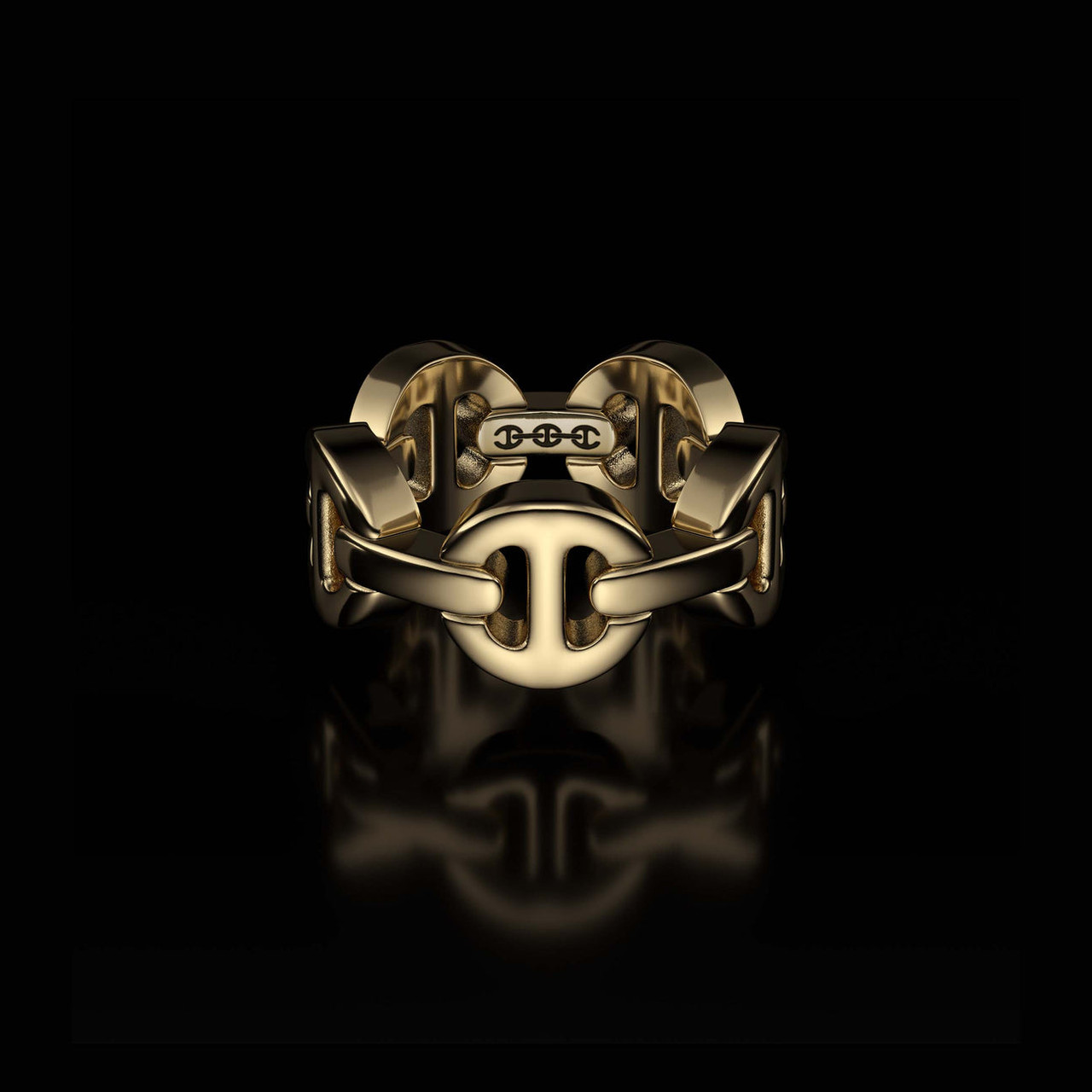 Hoorsenbuhs 18K Yellow Gold Dame Classic Tri-Link Ring, Size 8.5