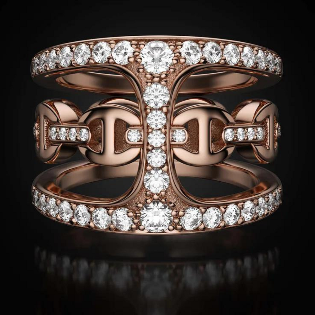 Hoorsenbuhs 18K Rose Gold Dame Phantom Clique Diamond Ring