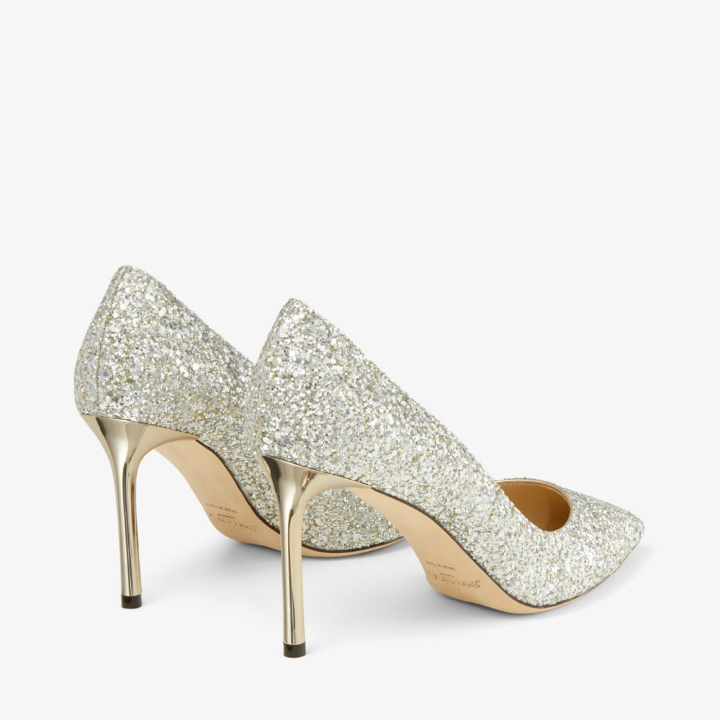 JIMMY CHOO romy100 ジミーチュウ グリッター Jimmy Choo Romy 100 Platinum Ice Dusty Glitter Pumps Size 36 (Fit