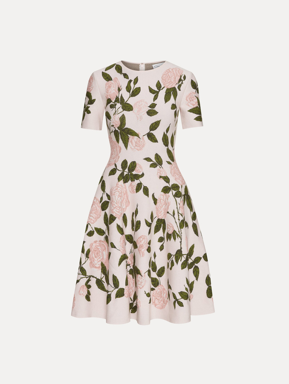 Oscar de la Renta English Rose Jacquard Dress in Pink/Blush