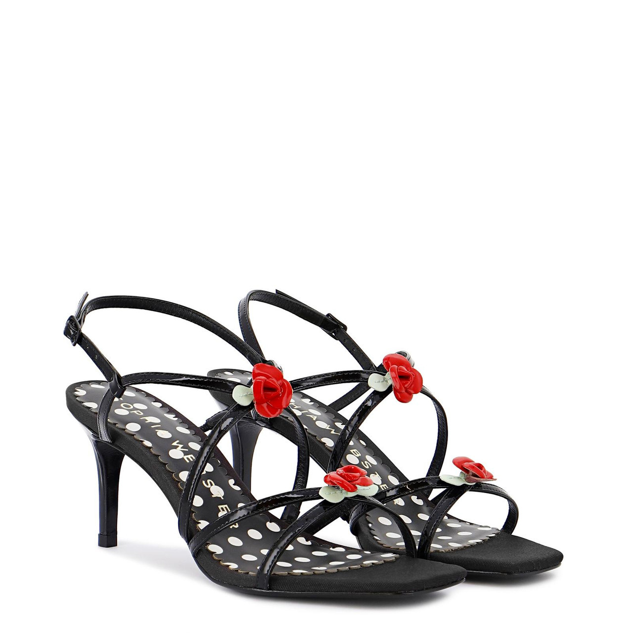 Sophia Webster Rosette Mid Sandal in Back to Black Sophia Webster Rosette Mid Sandal in Back to Black