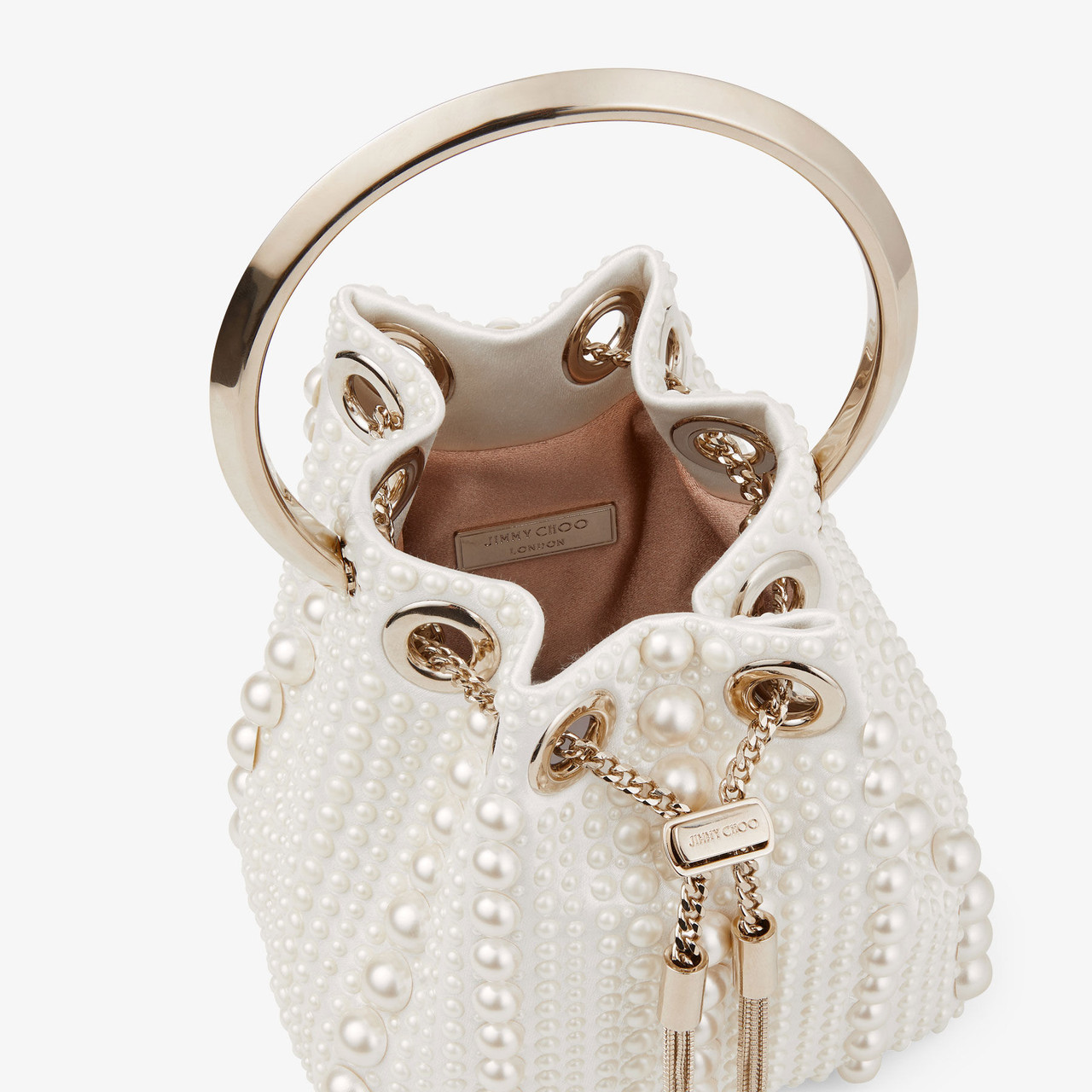 【新品同様】JIMMY CHOO BON BON MICRO 2WAY BAG MICRO BON BON | Silver Crystal Mesh Bag with Metal Handle