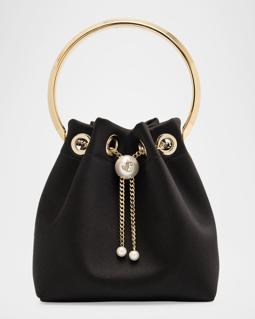 ショルダーバッグ・ポシェット JIMMY CHOO BON BON N/S BUCKET BAG Jimmy Choo Bon Bon Satin with Pearl Closure Bucket Shoulder