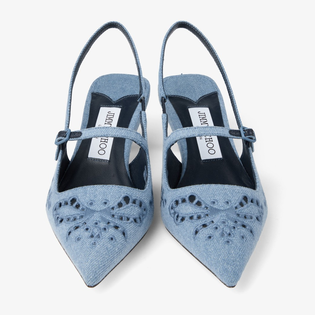 Jimmy Choo Didi 45 Denim Pumps With Sangallo Embroidery in  display picture 2