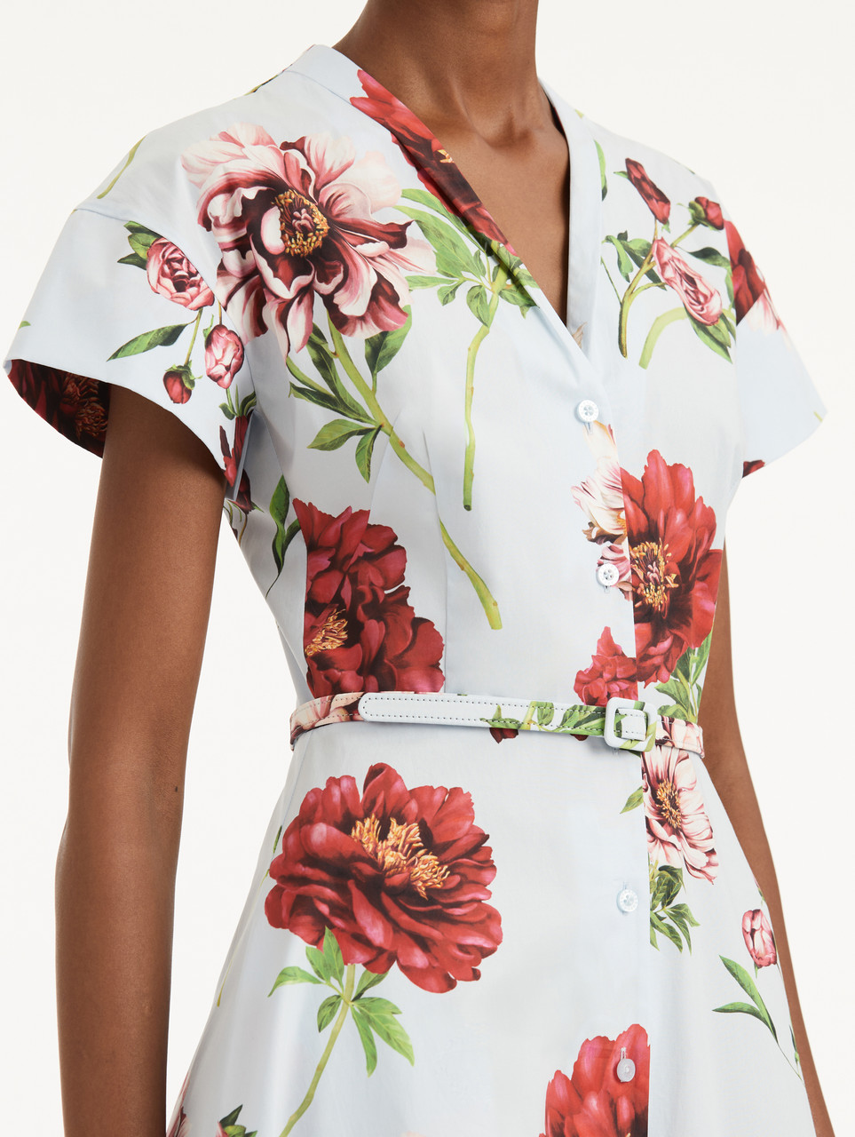 サラマリカ　Peony Flower Cutwork Dress Oscar de la Renta Peony Cotton Poplin Short Sleeve Dress in