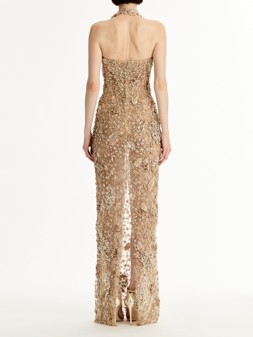 Oscar de la Renta Halter Neck Allover Crystal Embroidered Gown Oscar de la Renta Halter Neck Allover Crystal Embroidered Gown