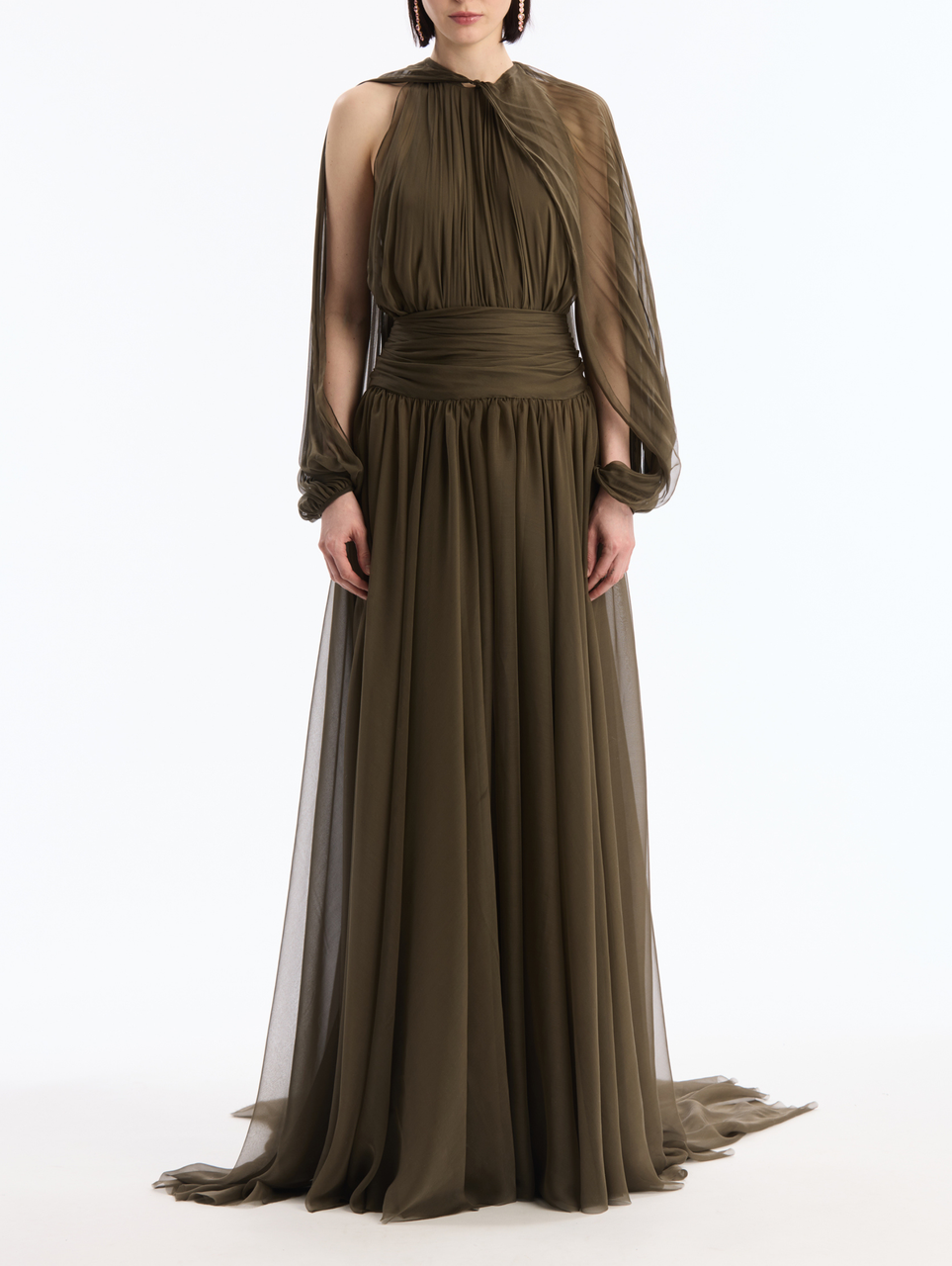 oscar de la renta long dresses Oscar de la Renta Long Sleeve Crystal Gown in Silver