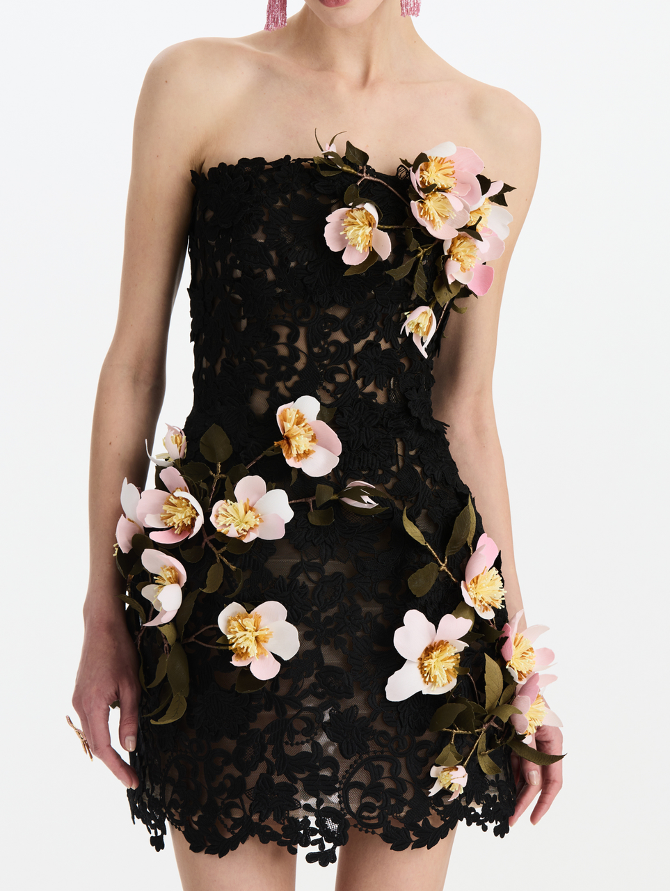 oscar de la renta floral embroidered dress Oscar De La Renta floral-embroidered short-sleeve Mini Dress | Blue