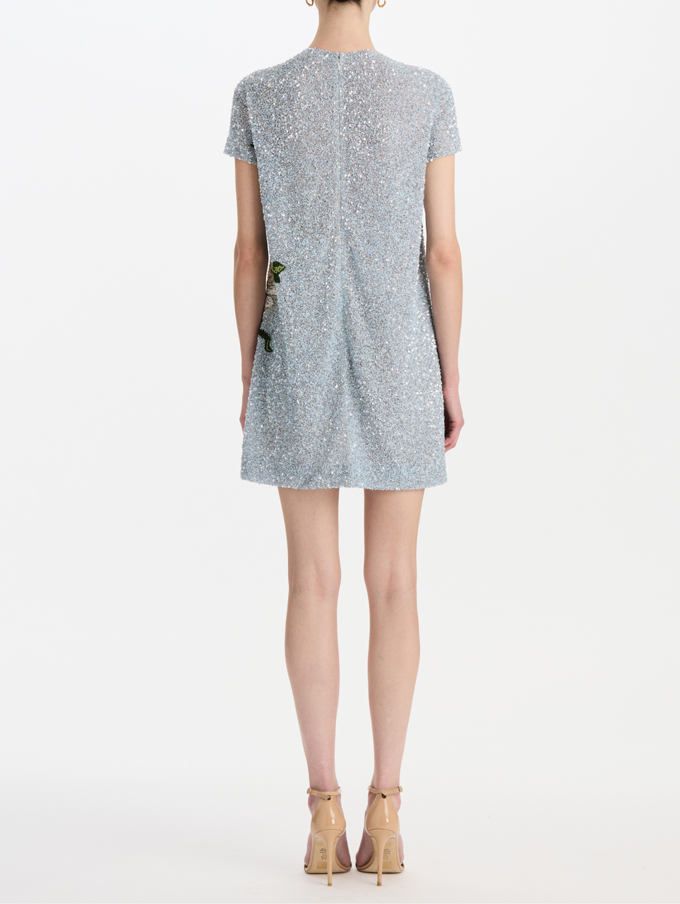 short sleeve beaded cocktail dress Short Sleeve Beaded A-line Tea Length Dress