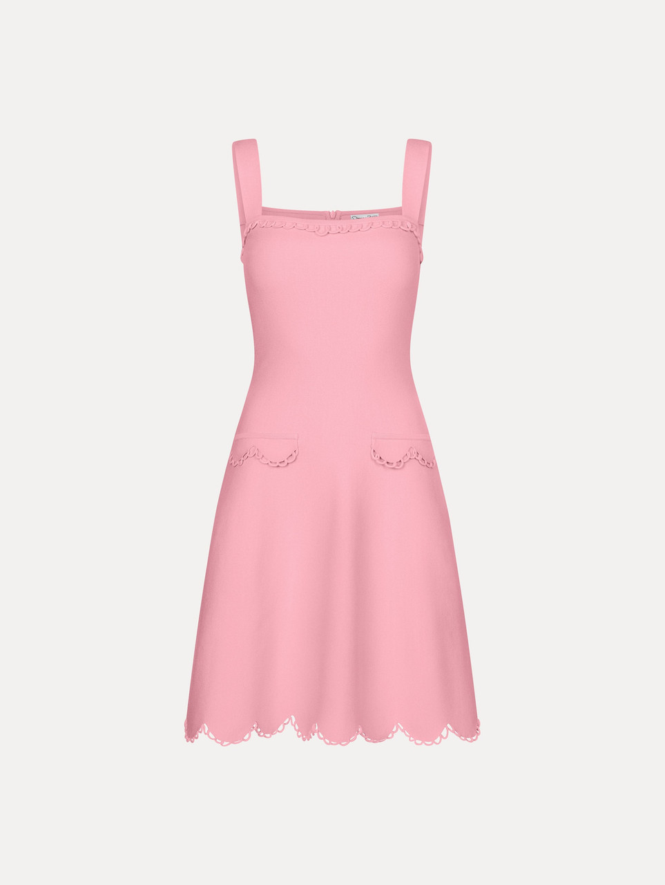 Oscar de la Renta Scallop Trim Knit Dress in Tulip, Size X-Small