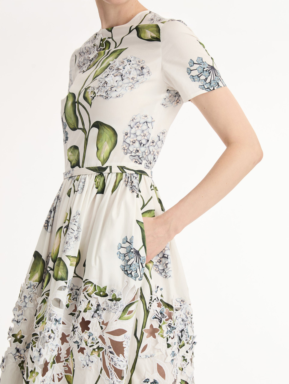 poplin embroidered dress Lela Rose Floral Embroidered Cotton Poplin Women Skirt