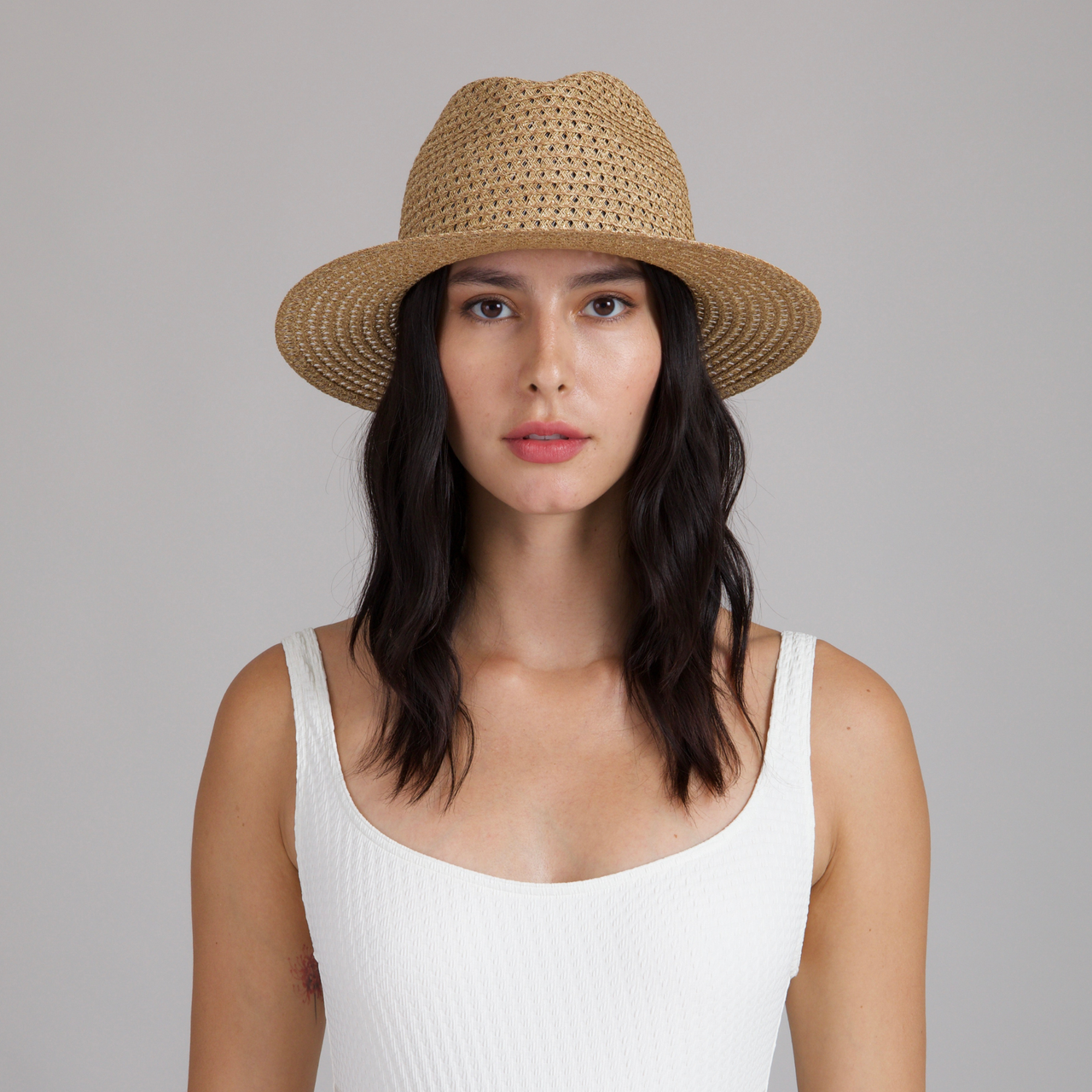 Eugenia Kim Women\'s Lillian Fedora Natural Bronze Metallic Ruched Band MSRP $295 Lillian in Metallic Bronze – Eugenia Kim main image 3
