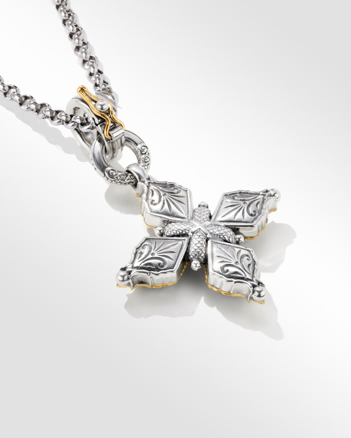 Konstantino Sterling Silver & 18K Gold Aurora Cross Pendant with