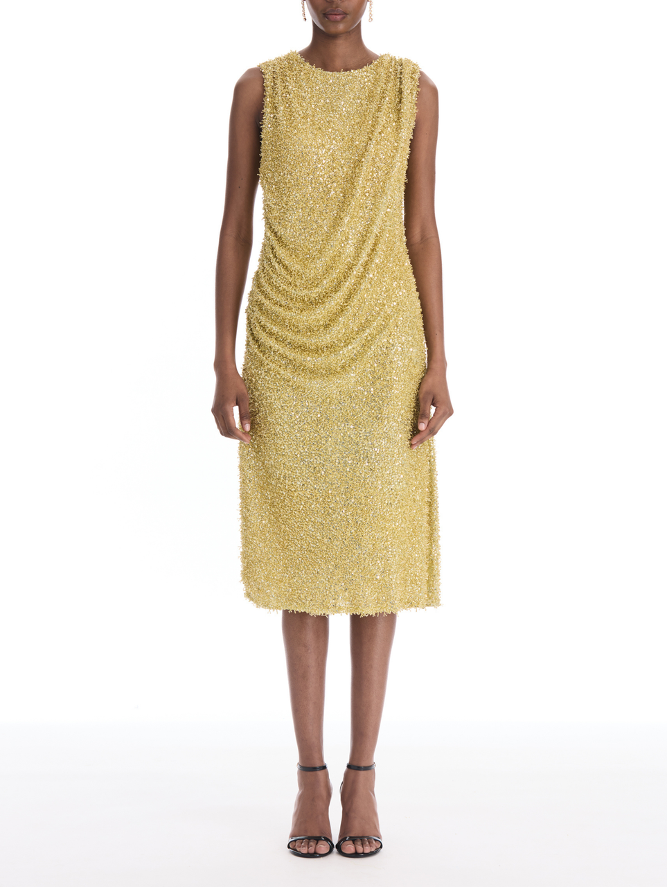 oscar de la renta crystal embroidered grid cocktail dress *VIRTUAL TRUNK SHOW* Oscar de la Renta Sleeveless Beaded Allover  Embroidered Cocktail Dress