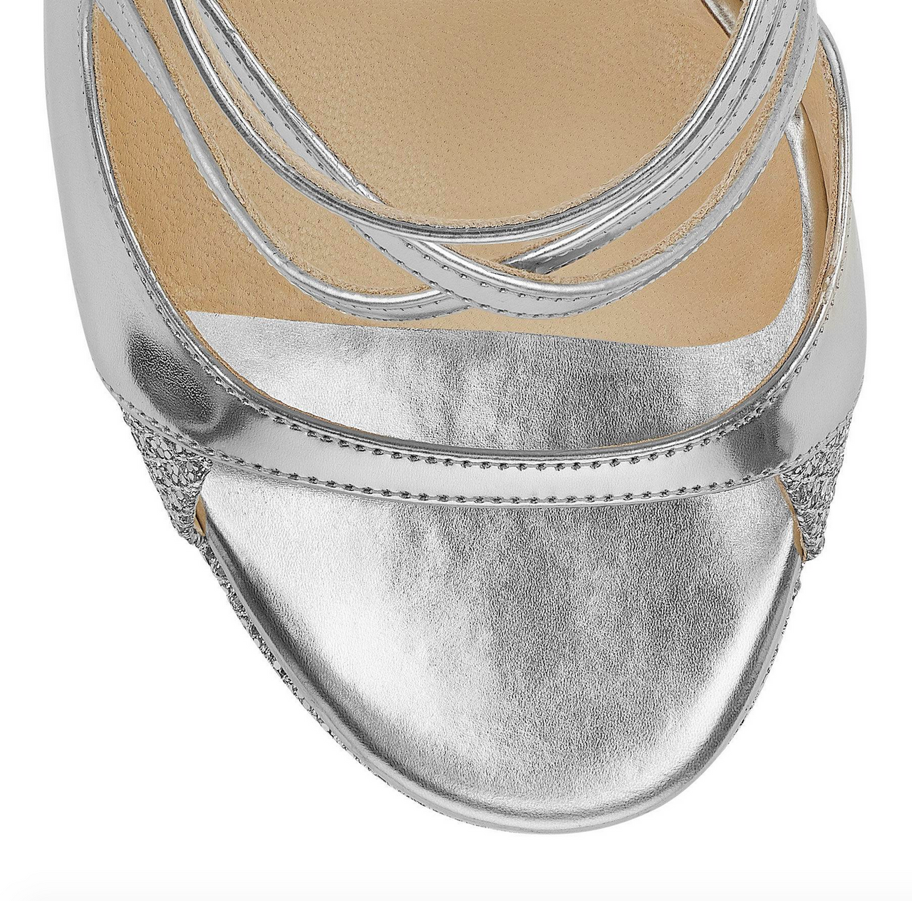 Jimmy Choo Fancie 120 Sandal in Silver Metallic, Size 40