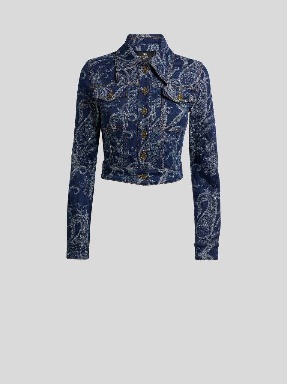 エトロ　デニムジャケット　46 Etro Denim Jacket in Blue (WRNA000699TJE1IS9090)