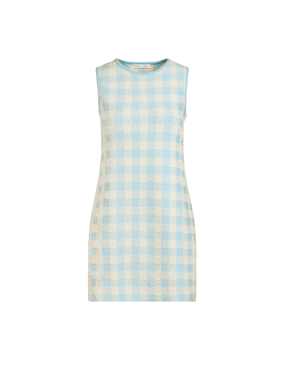 Oscar de la Renta Gingham Jacquard Shift Dress in Ice White, Size XX-Large