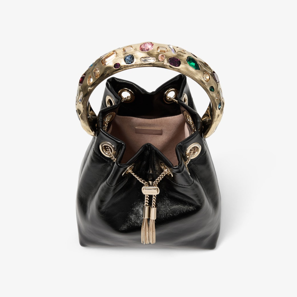 Jimmy Choo Bon Bon Multi Shiny Biker Leather Bucket Bag with