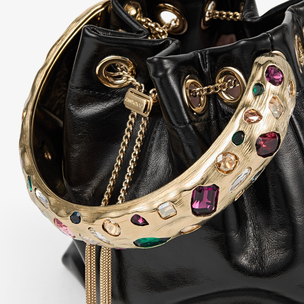 Jimmy Choo Bon Bon Multi Shiny Biker Leather Bucket Bag with