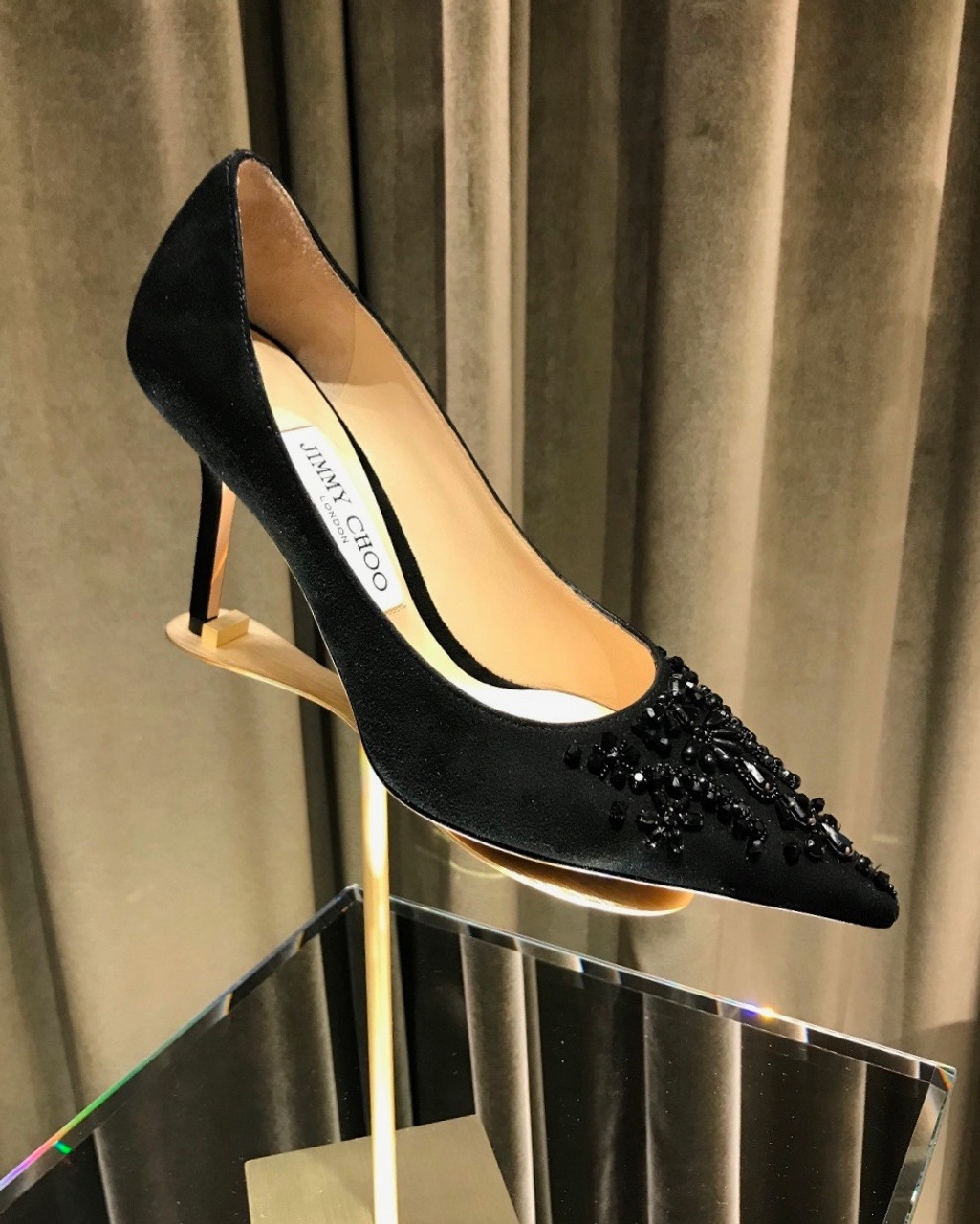 Jimmy Choo Love 85 Black Suede Pumps with Embroidery