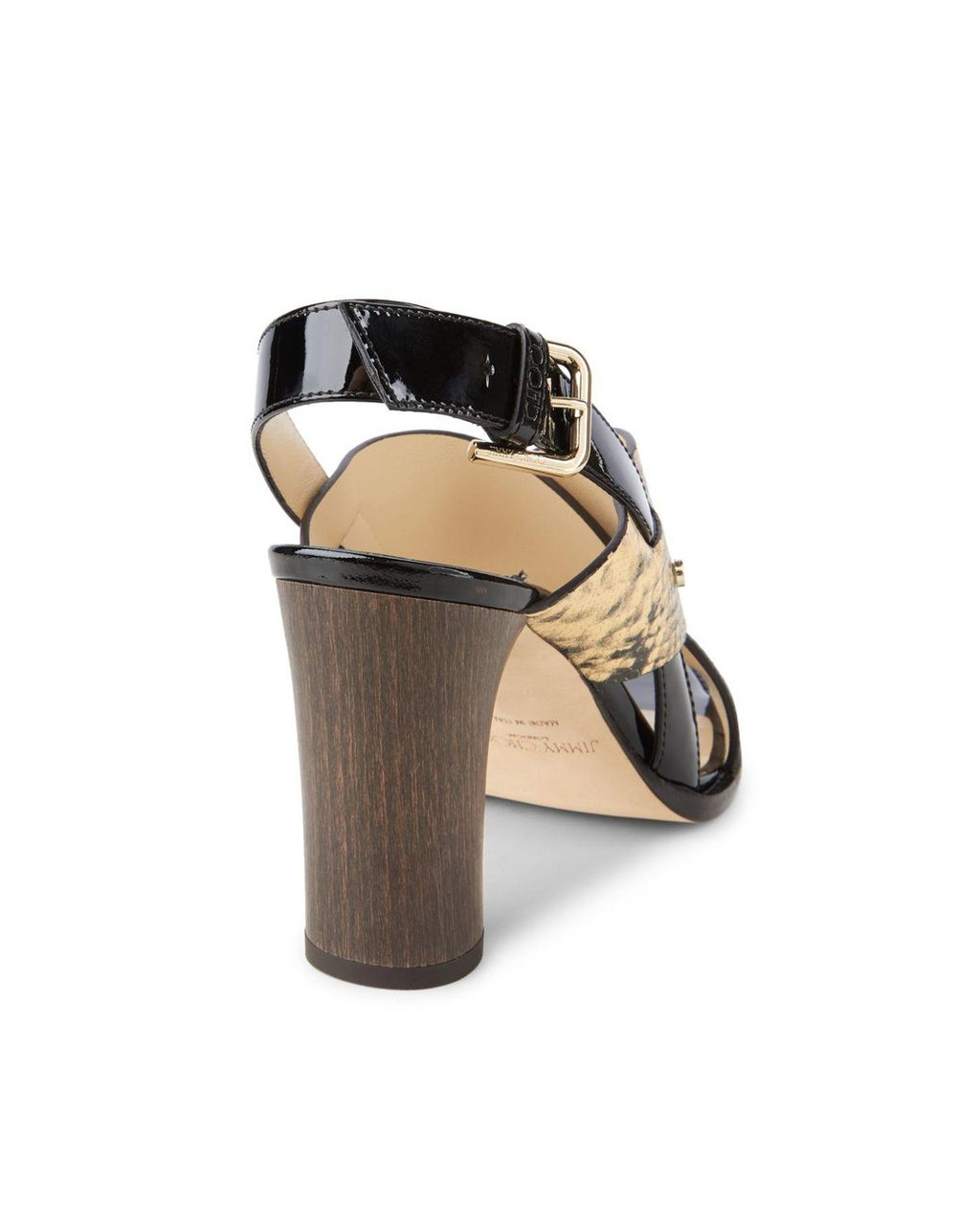 Jimmy Choo Aix 85 Snake Printed Leather Sandal in Dijon