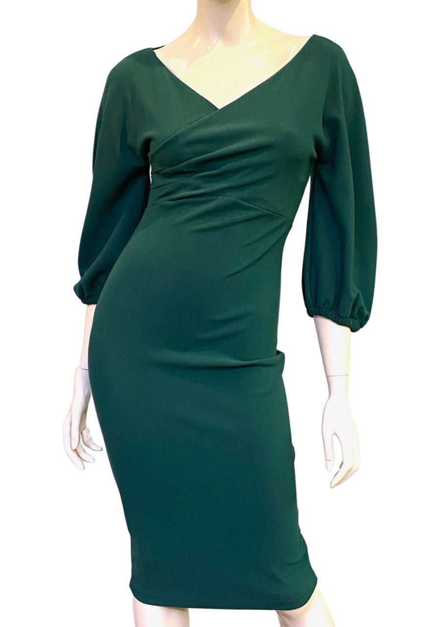 chiara boni la petite robe green dress Widad Crepe in Pine, Size 42 Sleeve