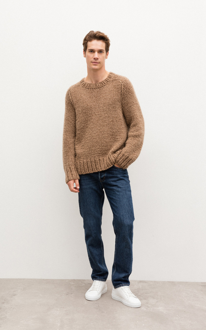 Iris Von Arnim Men's Handknit Barlow Sweater in Toffee