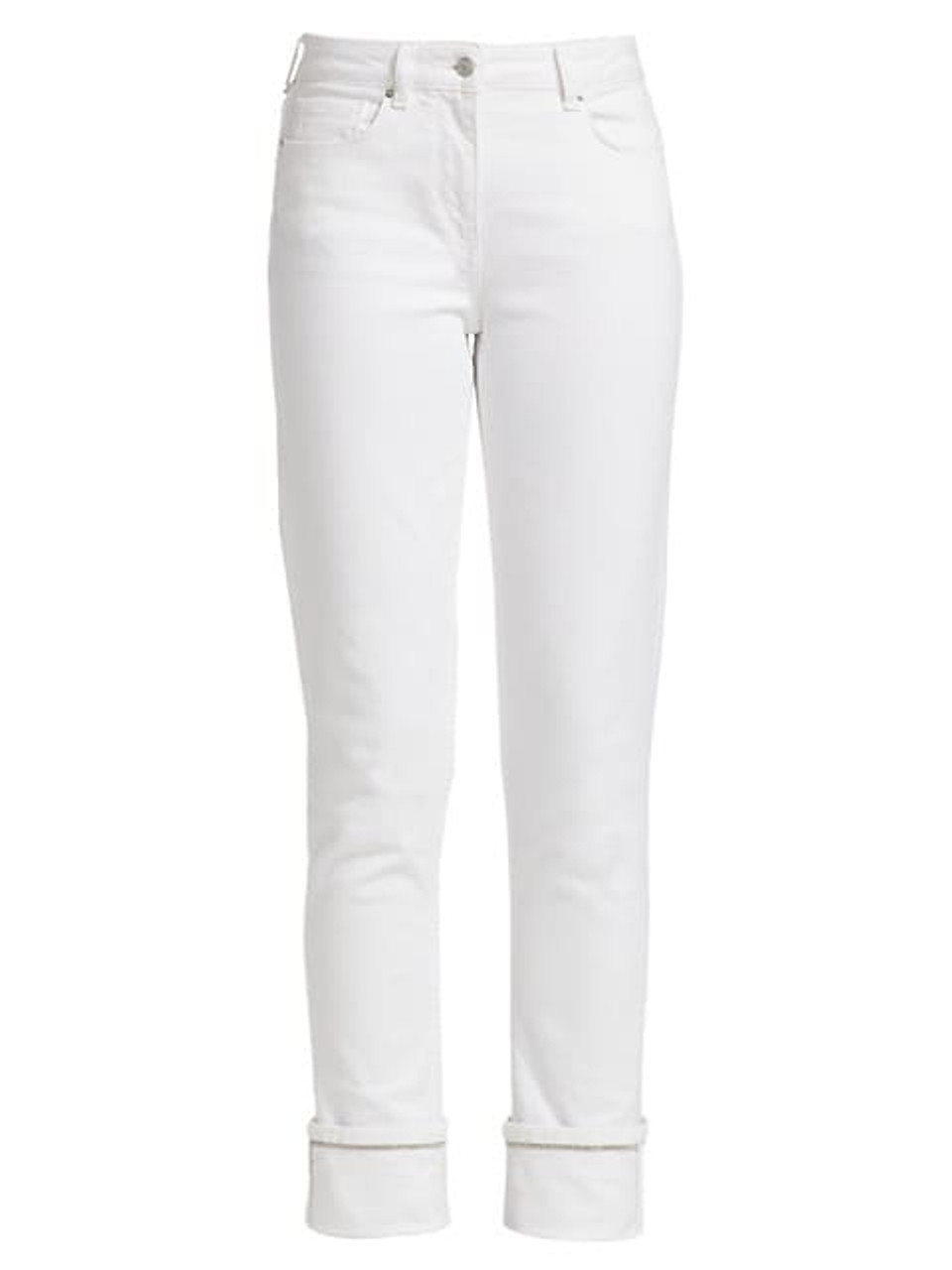 パンツ FABIANA FILIPPI Woman Pants White PAD274F533H408 0142 Fabiana Filippi Slim Cut Beaded Cuff Jeans in White