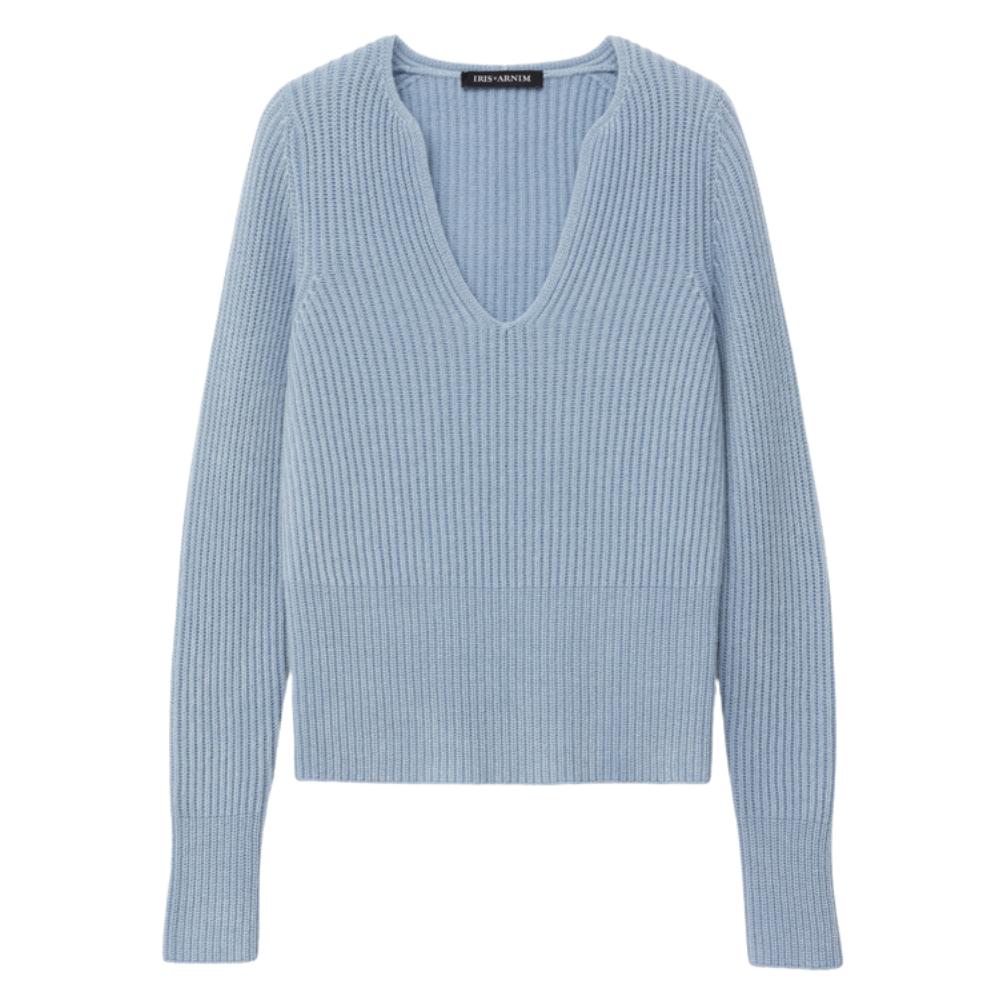 Iris Von Arnim Esmeralda Slim Fitted Cashmere Sweater in Fog