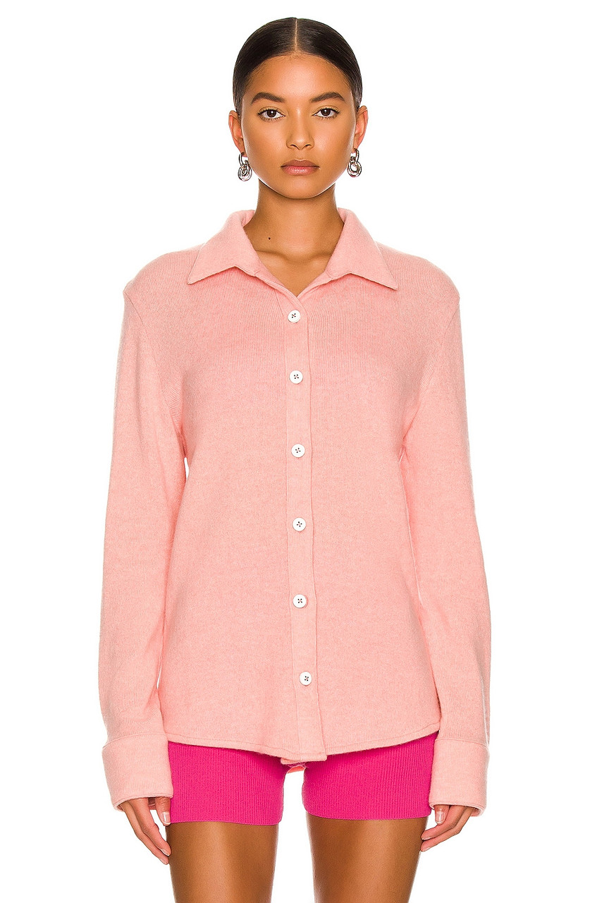 The Elder Statesman Tranquility Button Up Shirt in Rose Quartz