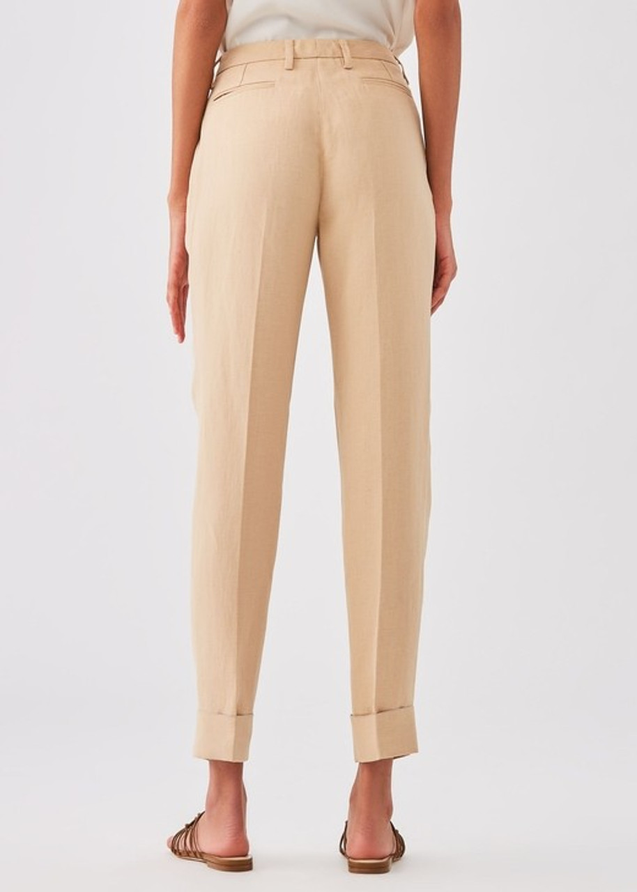 VIP【関税送料無料】希少 FABIANA FILIPPI BEIGE COTTON PANTS Fabiana Filippi Cuffed Embellished Linen Trousers in Desert