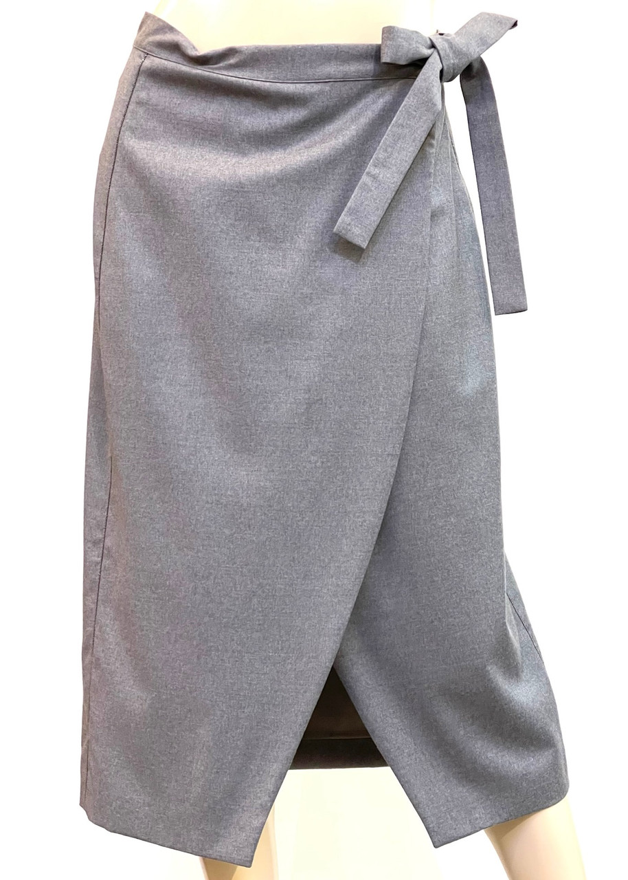Fabiana Filippi Wool Wrap Skirt in Rock Grey Fabiana Filippi Wool Wrap Skirt in Rock Grey