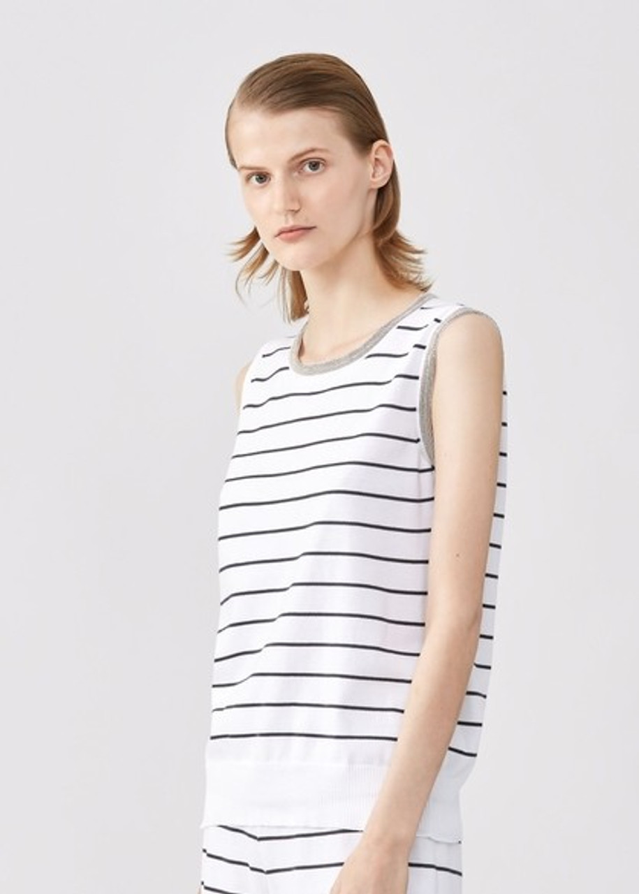 Fabiana Filippi Organic Cotton Tank Top in White/Blackboard