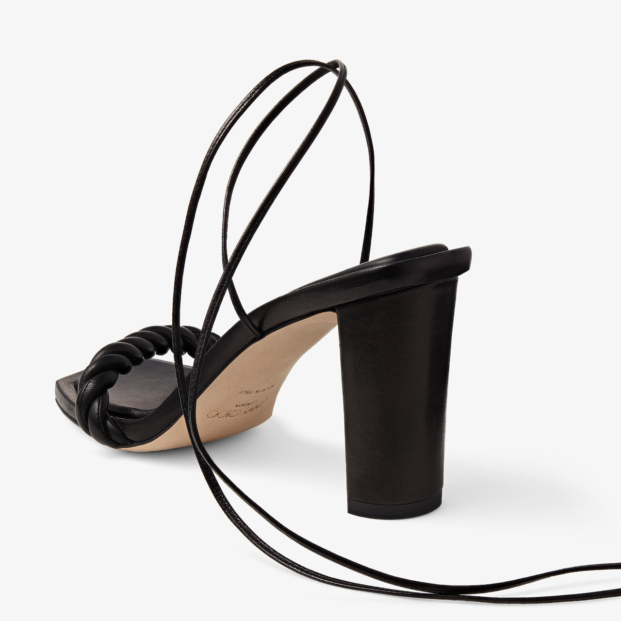 JIMMY CHOO 関税込み Diosa 85 braided leather sandals Jimmy Choo Diosa 85 Luxe Nappa Leather Sandals in Black