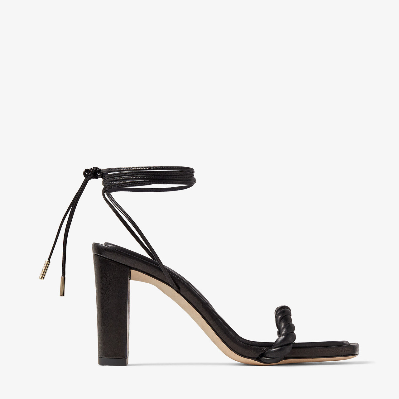 Jimmy Choo Diosa 85 Luxe Nappa Leather Sandals in Black