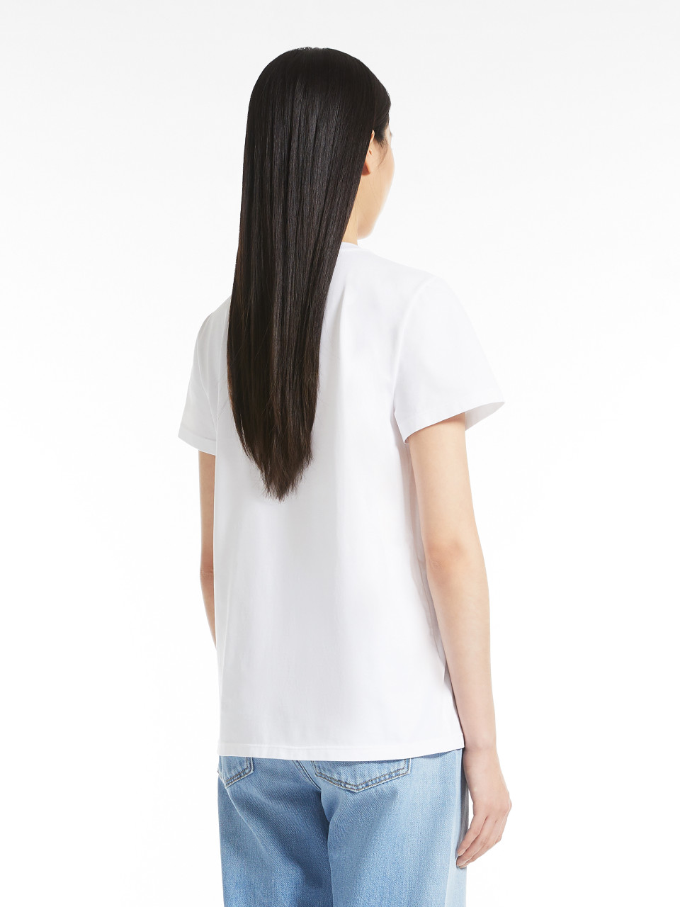 Max Mara Park Cotton Jersey Monogram T-Shirt in White