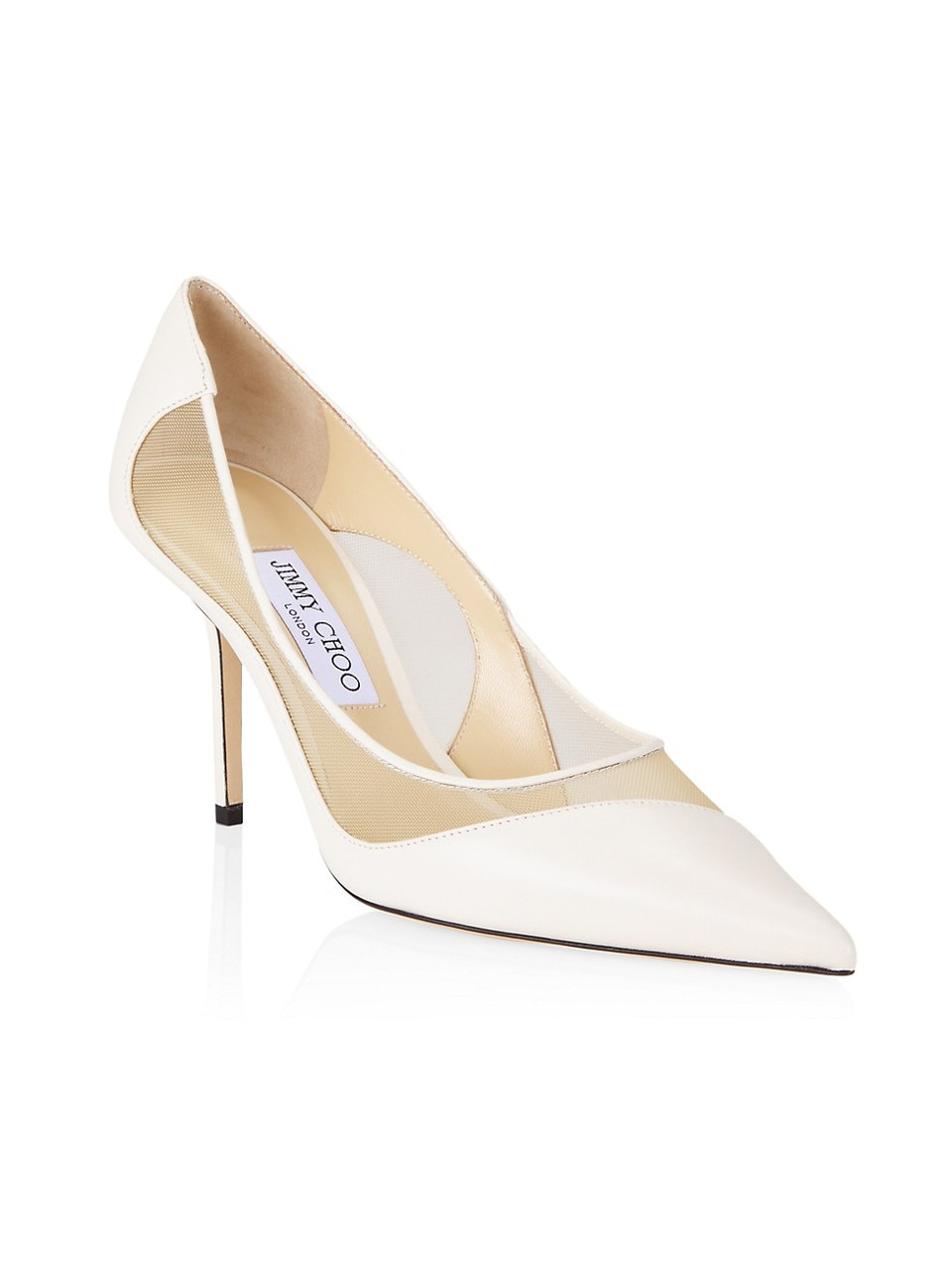 Jimmy Choo Love 85 Leather and Mesh Pumps in Latte/Natural