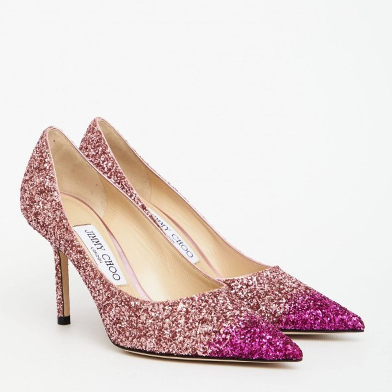 Jimmy Choo Love 85 Horizon Glitter Pumps in Fuchsia/Candy Pink