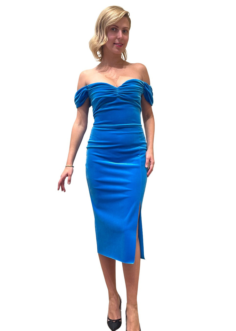 Chiara Boni La Petite Robe Leilani Velvet ZP Dress Catalina Blue